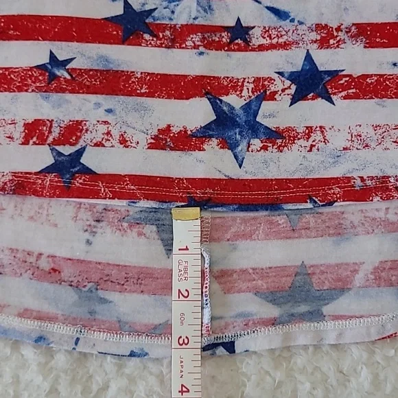 Stars & Stripes Cold Shoulder Top Rue21 Flag Patriotic 4th Womens 3/4 Sleeve Med - Picture 12 of 14